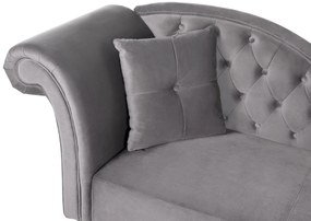 Chaise longue per lato sinistro in velluto grigio LATTES Beliani