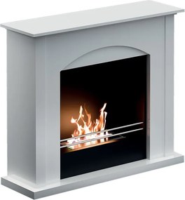 Caminetto a bioetanolo da pavimento 2.5KW in acciaio bianco RUBY mod. Firenze