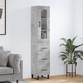 Credenza Grigio Cemento 34,5x34x180 Cm İn Legno Multistrato /