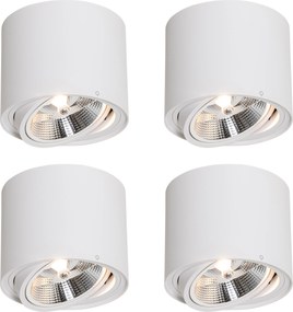 Set di 4 faretti da soffitto moderni bianchi orientabili e inclinabili AR111 - Rondoo Up