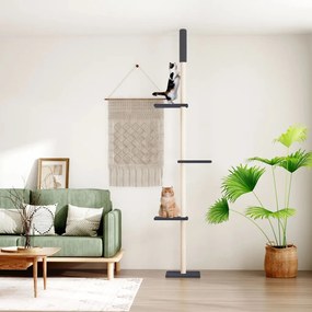 Albero Per Gatti Pavimento Soffitto Grigio Scuro 267,5-297,5 Cm /