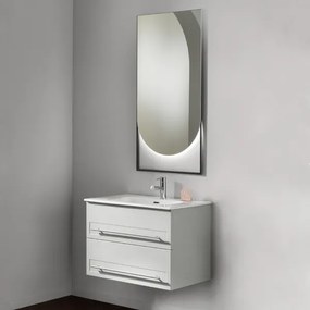 Mobile bagno completo 70 cm ZOE Grigio perla con lavabo e specchio LED