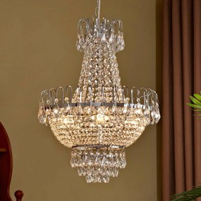 Lampada a sospensione in cristallo Casparia Lindby, dimmerabile, Chiaro / Trasparente, Soggiorno / Sala da pranzo, Cristallo, Antico, Lampada a sospensione