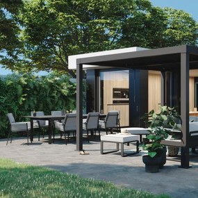 Pergola bioclimatica L 358 x P 313 x H 229 cm Clima in alluminio grigio antracite, 9.69 mq