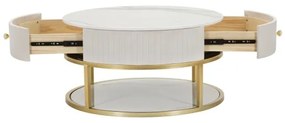 Tavolo da caffè con struttura dorata montpellier color crema ø75x36 cm