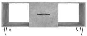 Tavolino salotto grigio cemento 102x50x40 cm legno multistrato