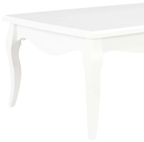 Tavolino da caffè bianco 110x60x40 cm in legno massello di pino
