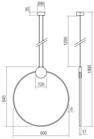 Redo 01-3107 - Lampadario LED a sospensione con filo ATOM LED/20W/230V diametro 60 cm