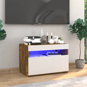 Mobile Porta TV con Luci LED Rovere Fumo 60x35x40 cm