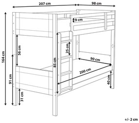 Letto a castello legno grigio 90 x 200 cm MAULDE Beliani