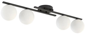 Plafoniera Moderna Nettuno Acciaio Nero Vetro 4 Luci E14 Ip20