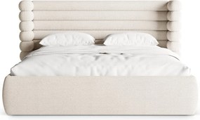 Letto matrimoniale imbottito beige con contenitore con rete inclusa 160x200 cm Mount – Micadoni