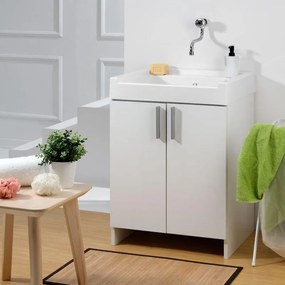 Mobile lavanderia con lavabo incluso Evo in abs bianco P 50 x L 60 x H 84 cm
