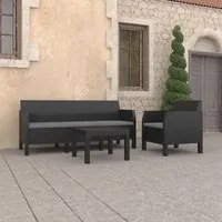 Set Divani da Giardino 3 pz con Cuscini in Rattan PP Antracite 3079678