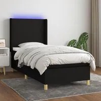 Letto a Molle con Materasso e LED Nero 90x190 cm in Tessuto 3138679