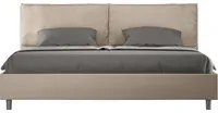 Letto matrimoniale king size con rete imbottito 200x200 similpelle tortora Antea Large