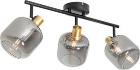 Faretto da soffitto nero con vetro fumé oblungo 3 luci - Zuzanna