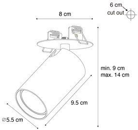 Set di 6 faretti da incasso moderni bronzo scuro GU10 50mm - Chels