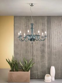 Lampadario paganini 8 luci ottanio cromo attacco e14 d.84cm