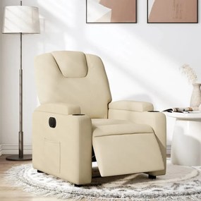 Poltrona Elettrica Reclinabile Crema İn Tessuto /