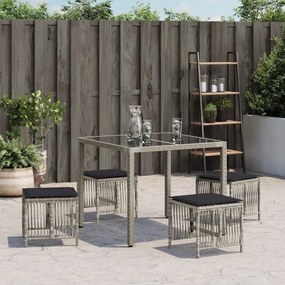 Sgabelli giardino cuscini 4pz grigio chiaro 41x41x36 polyrattan