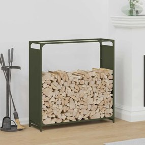 Rastrelliera Per Legna Da Ardere Verde Oliva 90x28x90 Cm /