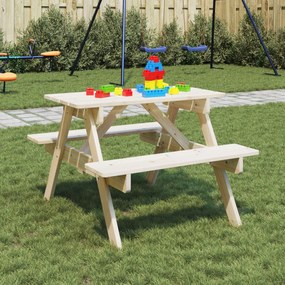 Tavolo Da Picnic Per 4 Bambini Con Foro Ombrellone Legno Abete /