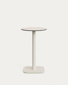 Kave Home - Tavolo alto rotondo per esterno Tiaret bianco gamba di metallo rifinita in bianco Ø 60 x 9