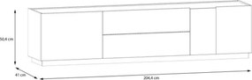 Mobile TV Da Terra 200 Cm 2 Ante 2 Cassetti Rovere Valencia E Secret Grey Lewis