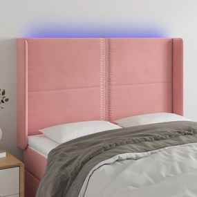 Testiera A Led Rosa 147x16x118/128 Cm İn Velluto /