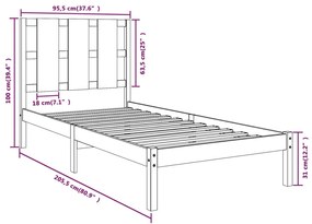 Giroletto in Legno Massello di Pino 90x200 cm