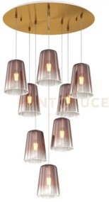 Sospensione ottone sat. tonda 8 luci rame 1164os-s8 t-ra