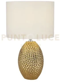 Lampada da tavolo nadine - paralume in tessuto color oro e crema in...