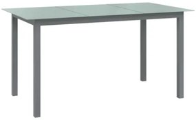 Tavolo da Giardino Grigio Chiaro 150x90x74cm Alluminio e Vetro