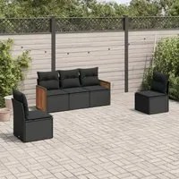 Set Divani da Giardino 5 pz con Cuscini in Polyrattan Nero 3259927