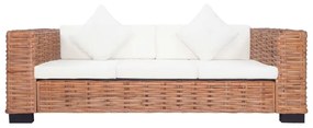 Set di divani con cuscini 2 pz in rattan naturale