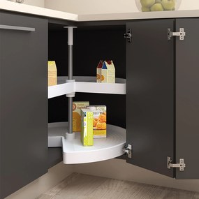 Cestello Girevole Ø71 cm per Mobile da Cucina 80 cm in Plastica e Alluminio Emuca Bianco...