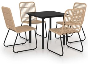 Set da pranzo da giardino 5 pz in polyrattan e vetro