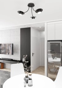 Plafoniera Moderna Giunone Acciaio Nero 3 Luci Gx53 Ip20