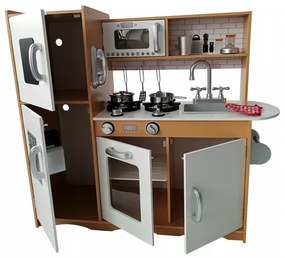 Cucina in legno per bambini con accessori e illuminazione a LED