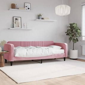 Divano letto con materasso rosa 80x200 cm in velluto