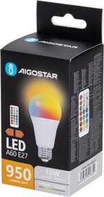 Aigostar - Lampadina LED RGBW dimmerabile A60 E27/10W/230V 3000K + telecomando