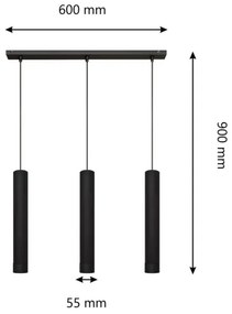 LED Lampadario a sospensione con filo TUBA 3xGU10/4,8W/230V nero