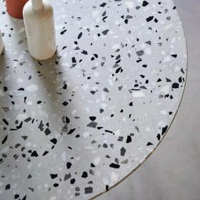 Tikamoon - Tavolo rotondo terrazzo premium e metallo 90 Elio white