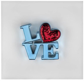 Bongelli preziosi Quadro in legno e scultura in marmorino scritta LOVE cm 50 x 50 - varie colorazioni BIANCO E BLU
