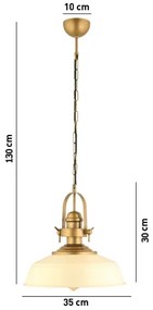 Lampadario a sospensione con cavo MONZA 1xE27/40W/230V Ø 35 cm crema/bronzo