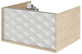 Mobile da bagno sotto lavabo SENSEA Neo Frame bianco e rovere naturale laccato lucido L 60 x H 32 x P 48 cm 1 cassetto, lavabo non incluso