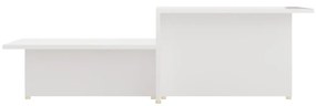 Tavolino da salotto bianco lucido 102x50x45cm legno multistrato
