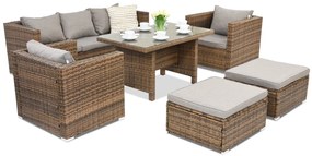 Mobili da giardino in rattan Roma Apetito 5 + 2 pouf Garden Point marrone