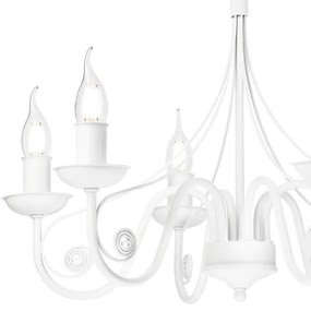 Lampadario a sospensione con catena DONATO 6xE14/40W/230V bianco